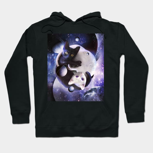 Cosmic Yin Yang Cats Hoodie by Random Galaxy